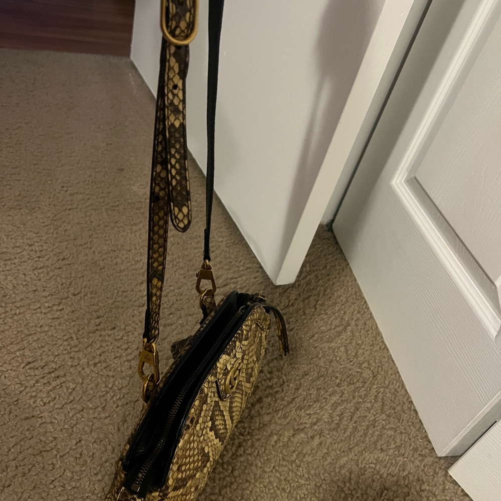 RARE GUCCI Brown Python Print Cross Body Bag - image 9